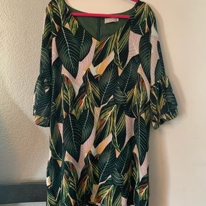 Palm leaf tropical dress